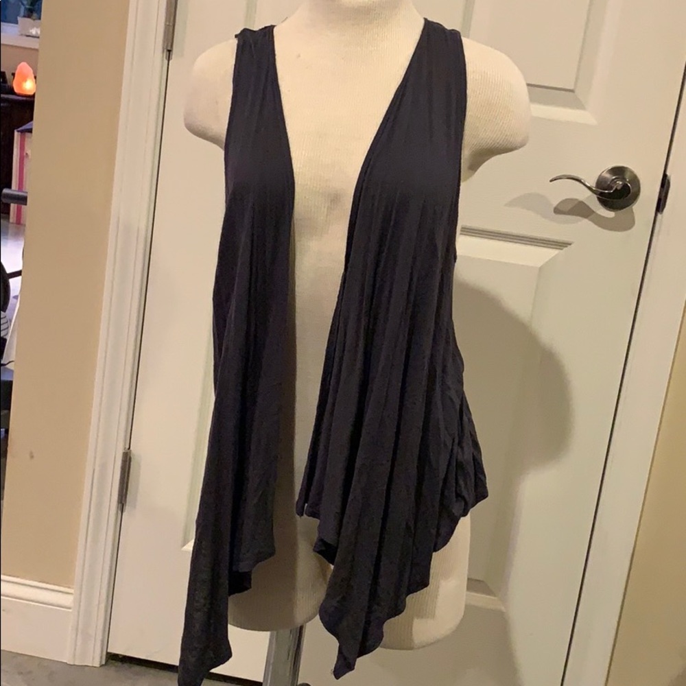 Dark Grey Lace Vest with Lace Accent